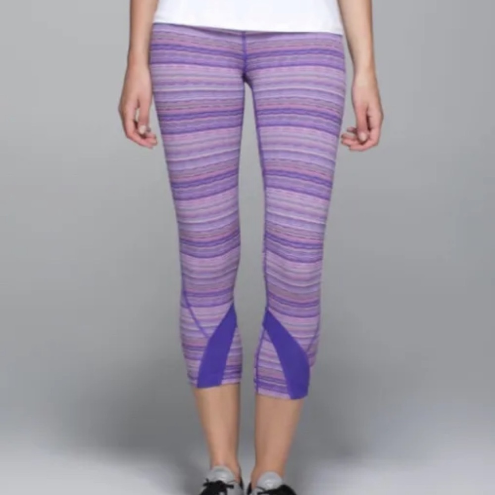 Lululemon Purple Space Dye Striped Capri Leggings Size 2 | Color: Pink/Purple